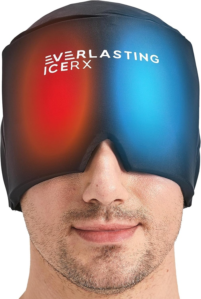 טופס Fitting Gel Ice Head Relief Hat - Cold Therapy Head Relief Cap/Ice Head Wrap Ice Pack Mask, Cold Compress Headache הקלה ב- Tension & Stress, 20% יותר גל, Migraine הקלה שחורה