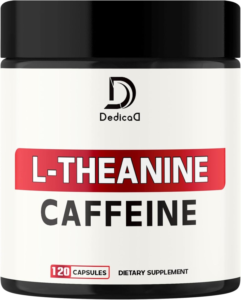 L-theanine 200 מ"ג קפסולות & Pure Caffeine גלולות 200 מ"ג - Smart Smooth Energy הפקה, התראה, קוגניטיבית & Focus Clarity - 120 קפסולות במשך 4 חודשים - non-GMO & Gluten חינם חינם