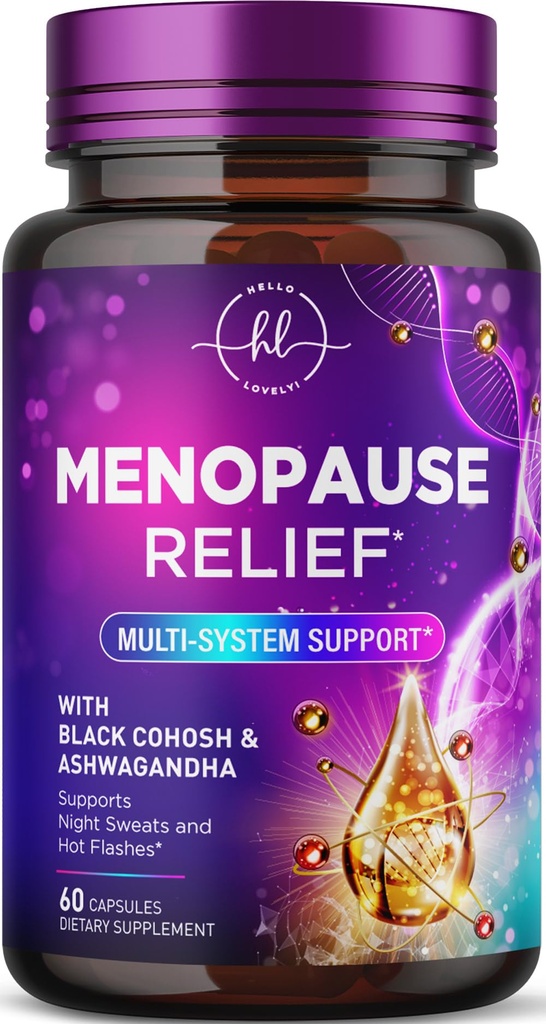 תוספי Menopause לנשים עם Black Cohosh - Natural, Mild Hot Flash, Night Sweats & הורמון תמיכה, Menopause הקלה עם Dong Quai, אנרגיה & Balance, Non-GMO & Gluten חינם - 60 קפסולות