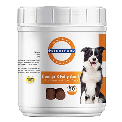 Stratford Pharmaceuticals EZ Chew אומגה 3 Fatty Acid Soft Chew Max כוח - כלב אומגה 3 תוסף - Soft Chew מטפל שמן דגים לכלבים - כלבים גדולים וגדולים - 90 Soft Chews