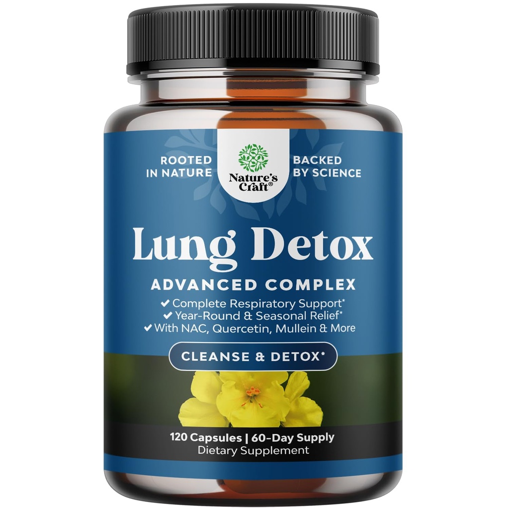 Lung Detox Mullein Leaf כמוסות - Purifying Mullein Lung ניקוי תרכובת עם NAC Quercetin & Cordyceps Extracts - Leaf Herb Respiratory for Sinus Immunity & Breathing Support תמיכה