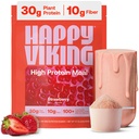 Happy Viking Strawberry חלבונים + Superfoods אבקת, שנוצר על ידי ונוס וויליאמס, 20G חלבון, נמוך פחמימות, Keto, טבעוני, Gluten-Free, non-GMO, Superfoods, Complete Meal Switch, 1 Canister (24 oz).