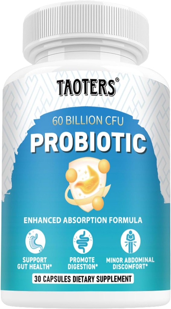 Probiotics for Digestive Health, 60 מיליארד CFU - 10 Strains | Prebiotics and Probiotics - Immune & Gut Health for Women & Men | תמיכה ב- pH Balance, Diarrhea, Gas & Bloating | 30 קפסולות