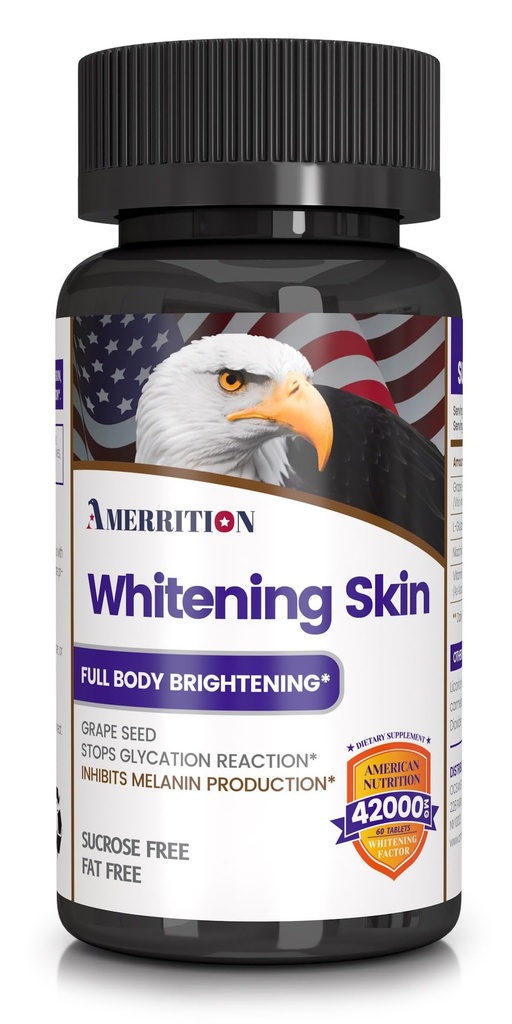 תוסף Skin Whitening המשולב עם Grape Seed Extract, Glutathione, ויטמין B3 ווויטמין C - 60 Tablet