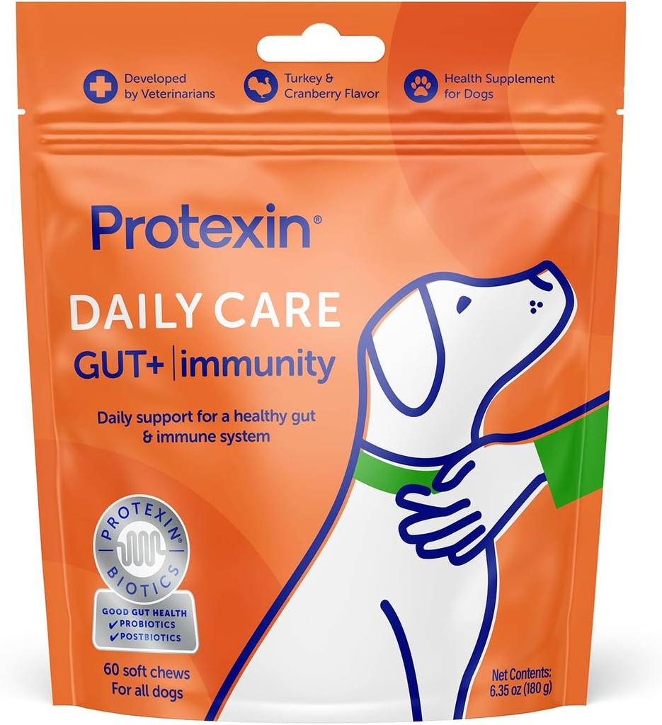 Protexin Daily Care Gut+ Immunity | 60 כלבים צ'אדות, טורקיה ו Cranberry Flavor דוגמיות לכלבים, כלב פוסטביוטיקה