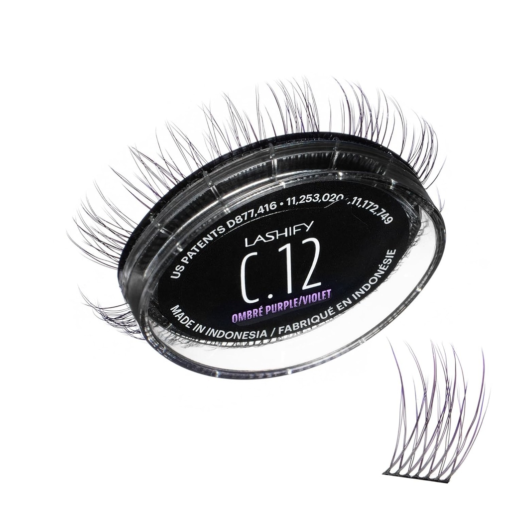 Lashify Curl 12mm Gossamer Eyelashs Refill in Ombre Purple, Easy DIY כוזב Lashes עבור מראה טבעי