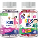 SunNY SAM Zinc Gummies לילדים & Iron Gummies למבוגרים, ויטמין ברזל עם ויטמין C