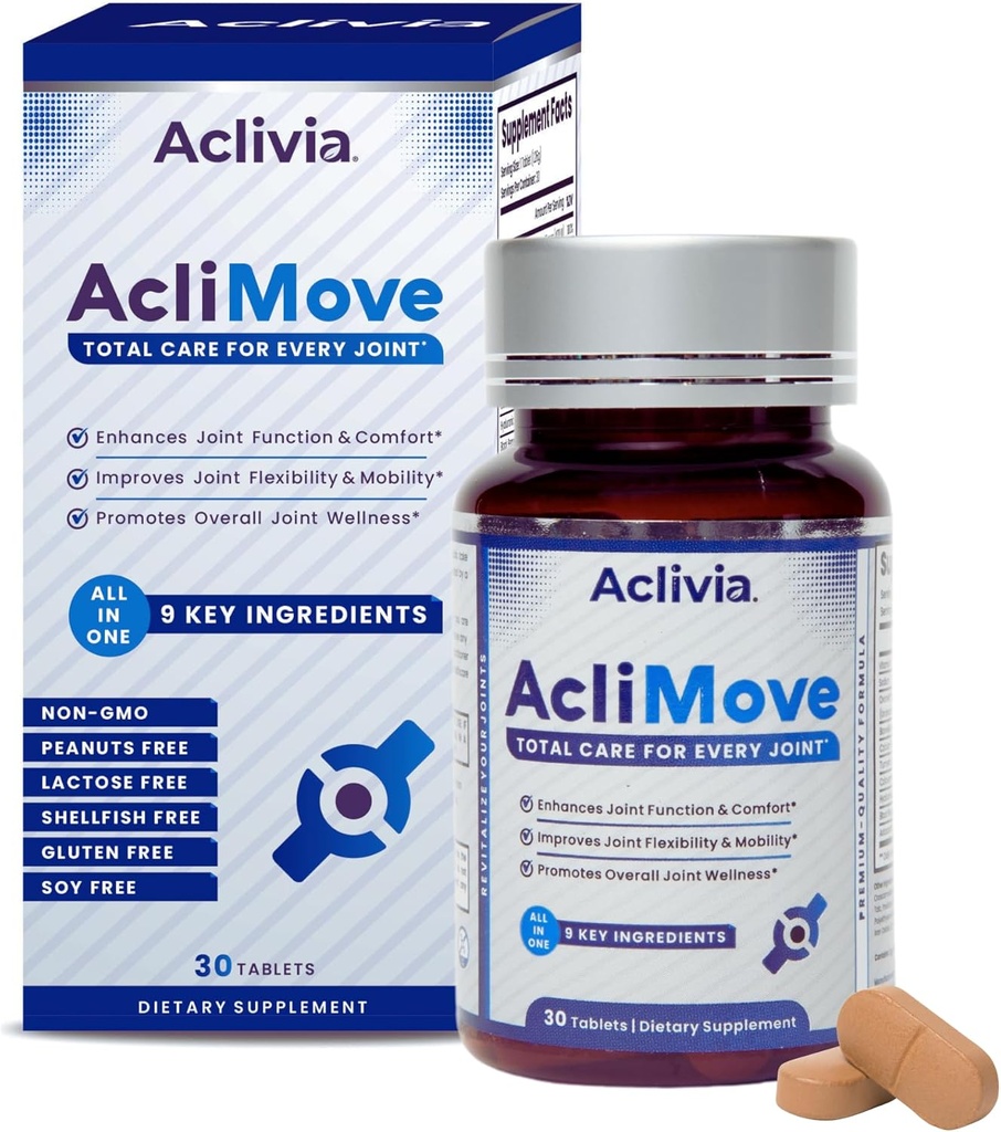 תוסף תמיכה משותף - Mobility & Flexibility פורמולה עם Hyaluronic Acid, Collagen, Egg Shell Membrane, Calcium & Astaxanthin - non-GMO, Gluten-Free (30 טבליות)
