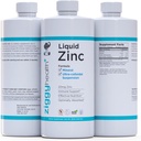 נוזל Znc - Daily Immune Support Zinc Sulfate, נוזלי זינקי תוספי, Detox & Skin Care תוספים, ילדים ווויטמינים למבוגרים, ויטמינים נוזליים, Zinc לילדים, Gluten Free, טבעוני (32 oz)