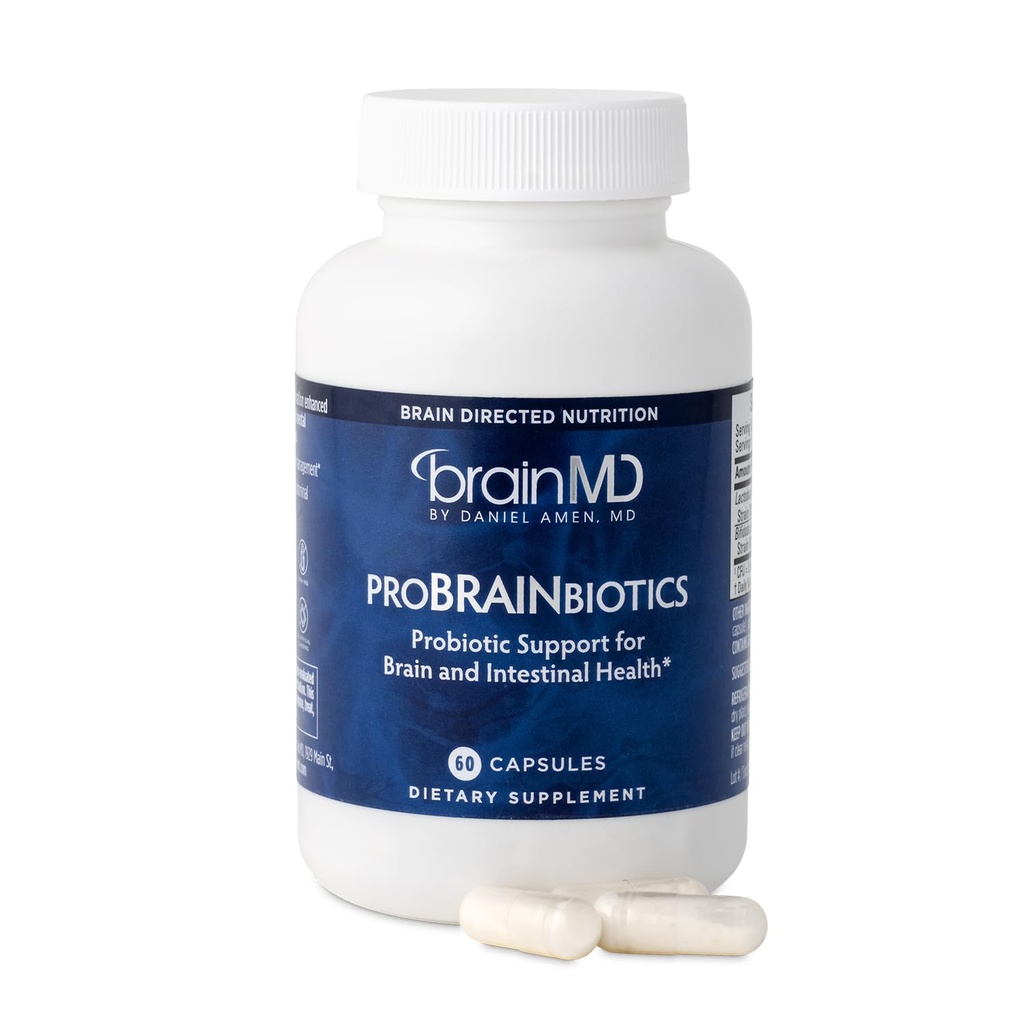 ד"ר Amen BrainMD ProBRAINbiotics - 3 מיליארד CFU, 60 קפסולות - מקדם בריאות Gut - גלן חינם - 60 משרתות