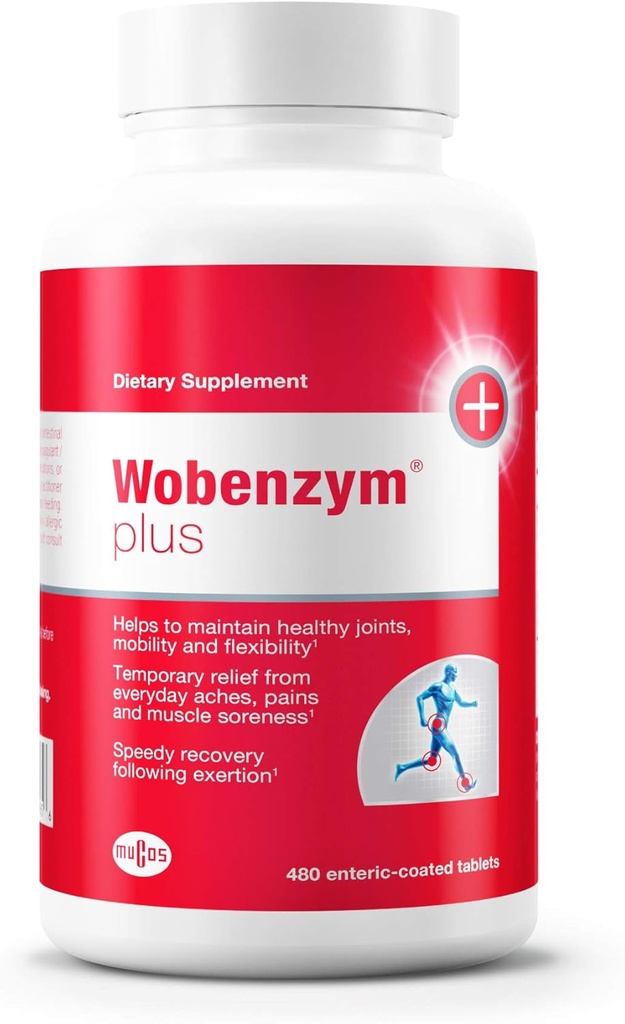דאגלס מעבדות Wobenzym Plus - תמיכה משותפת ושרירים Recover *y - עם Bromelain, Rutin & Trypsin - Proteolytic Enzymes - Enteric-Coated Tablet - 480 טבליות