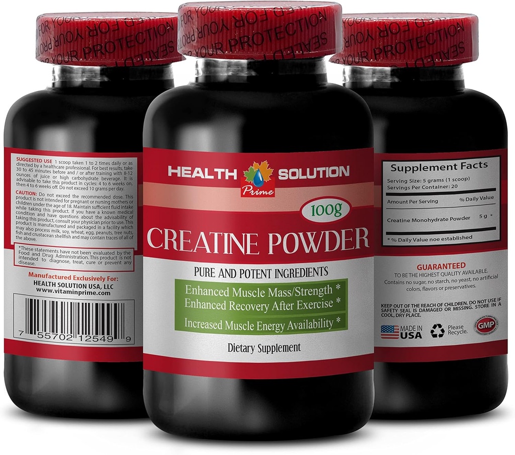Creatine monohydrate אורגני - CREATINE POWDER 100g - להגביר את צמיחת השריר - אבקת monohydrate creatine - creatine micronized monohydrate - אבקת creatine monohydrate 5g - micronized creatine 1 בוטטין