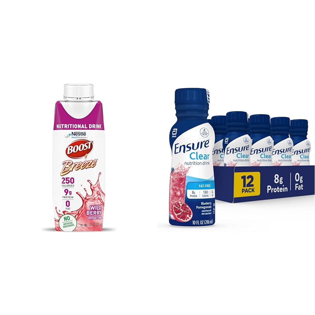 BOOST CA Clear Nutritional Drink, 9g חלבון, 250 חומרים מזינים-Rich Calories, Wild Berry, 8 floz & Secure Nutrition drink, 0g fat, 8g של חלבון, Blueberry Pomegranate, 10 Fl Oz Oz Oz
