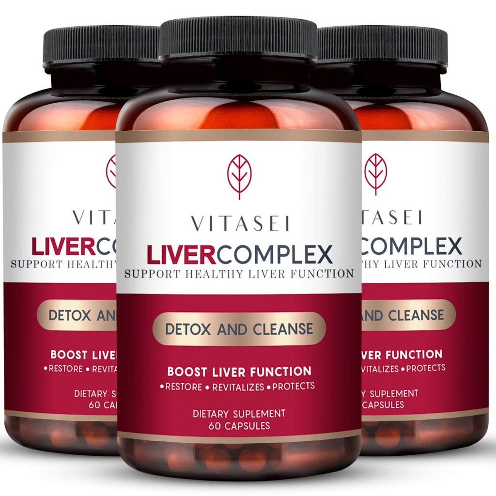 VITASEI Liver Cleanse Detox & Fix, Liver Complex W/Milk Thistle Extract, Garcinia, Curcumin C3, תומך Herbal Supplement, Detox Formula for Women & Men, 60 קפסולה (Pack of 3).