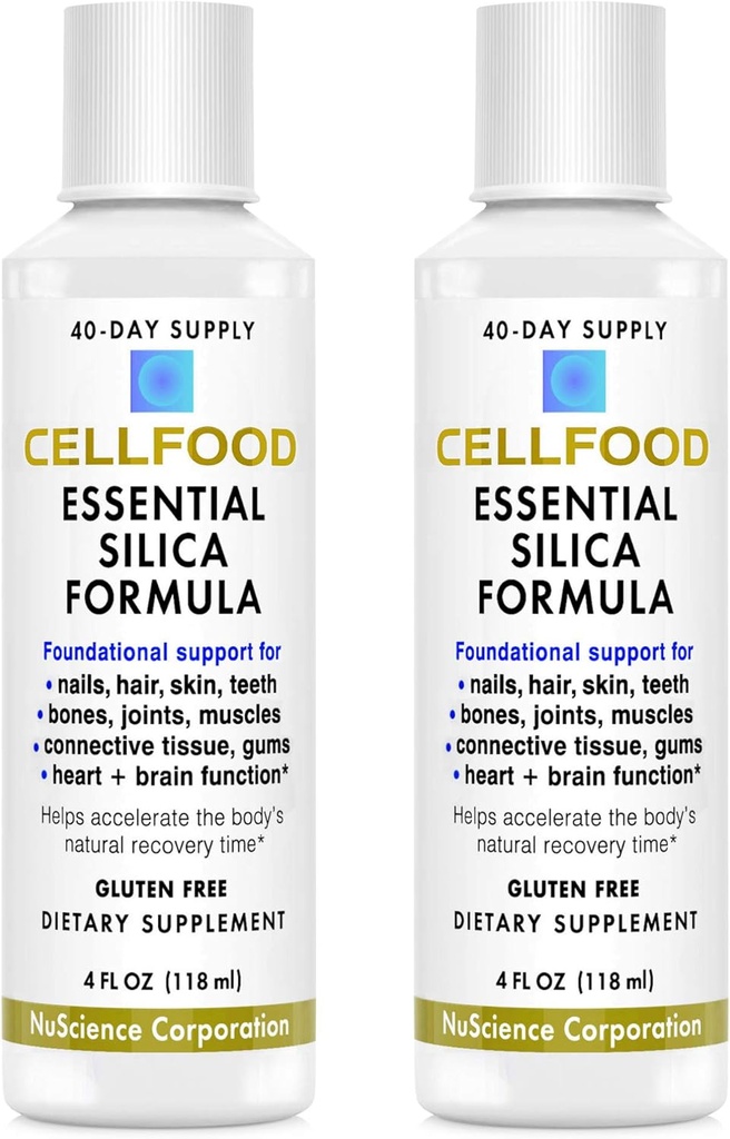 Cellfood Essential Silica Anti-Aging פורמולה, 4 oz, 2 Pack - תומך עצמות בריאות, מפרקים, שיער, עור, ריחות, שיניים וחניכיים - Easy to Absorb - Gluten Free, Thiaminase Free, non-GMO - 80 ימים אספקה