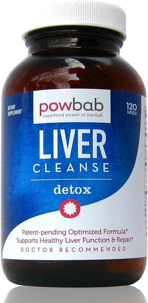 powbab Liver Cleanse Detox #1 פטנטים-Pending אופטימיזציה פורמולה תיקון. Liver Md Focus Research with Organic Baobab, Beet Root אבקת ו Goji. Beats Milk Thistle Silymarin & Dandelion (120 קפסולות)