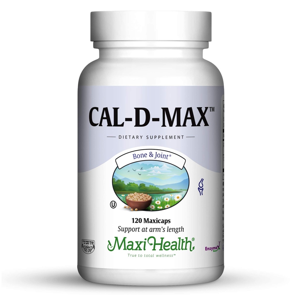 Maxi Health Cal-D-MAX - Calcium Citrate - עם ויטמין D3 - תמיכה העצם - 120 קפסולות - כשרות