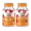ויטמין D3 + ויטמין K2 ילדים + פרוביוטיקה 2 מיליארד CFU ילדים, חניכיים Bundle - גדול Tasting, ויטמין תוסף, Gluten חינם, GMO חינם, Chewable Gummymymymy