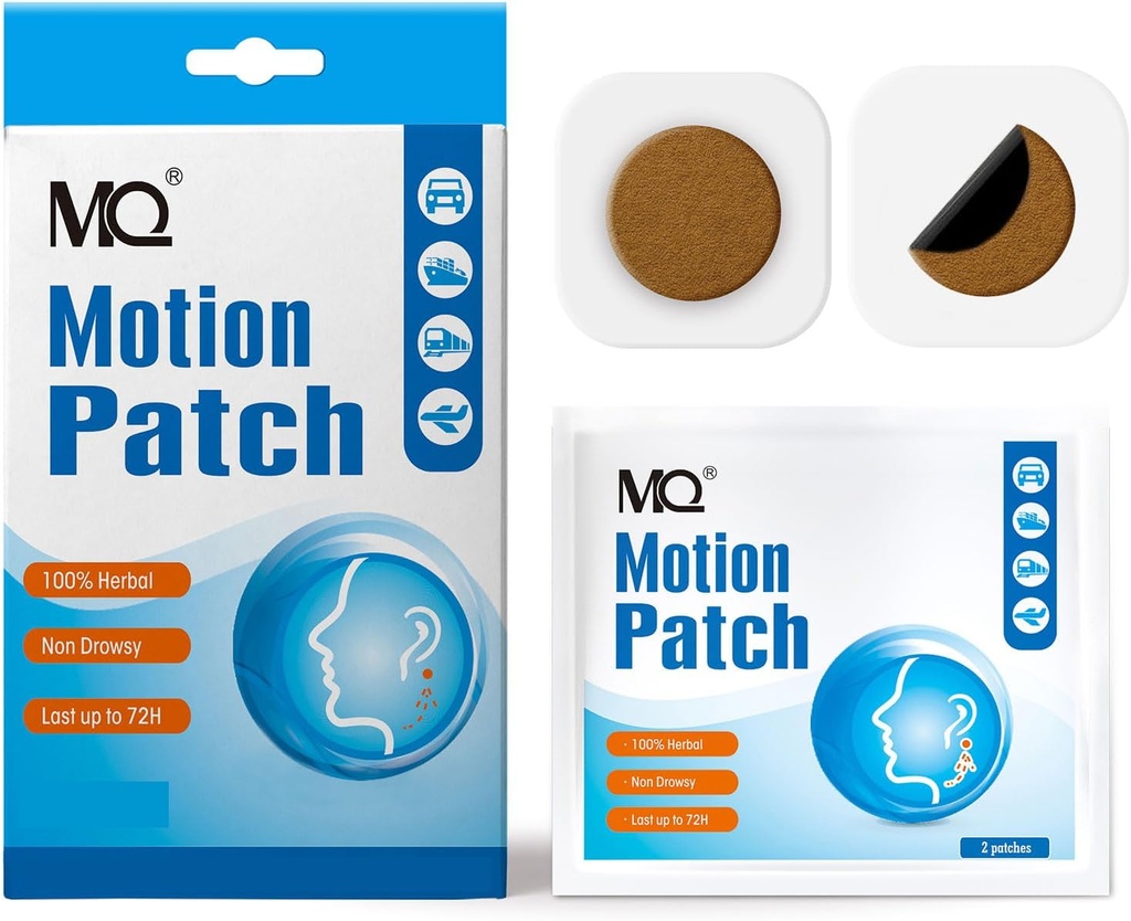 MQ Motion Sickness Patch, 40 Count, Non Drowsy Sea Sickness Patches מאחורי האוזן עבור Cruise Ship Travel, מכונית עמידת מים פאטים מהיר לפעול וארוכים אחרונים 72H