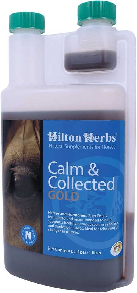 Hilton Herbs Calm ו- Collected Gold Liquid Herbal תוסף for Nervous/Agitated Horses, 2.1pt Bottle