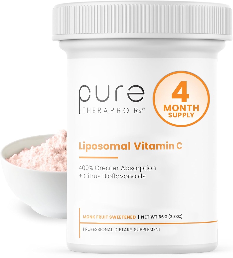 Pure Therapro Rx Liposomal ויטמין C אבקת, הפטנט של PureWay ויטמין C, תומך הזדקנות בריאה, Immune Function & Collagen Formation, Non-GMO, המיוצר בארה"ב (66g,120 משרתים)