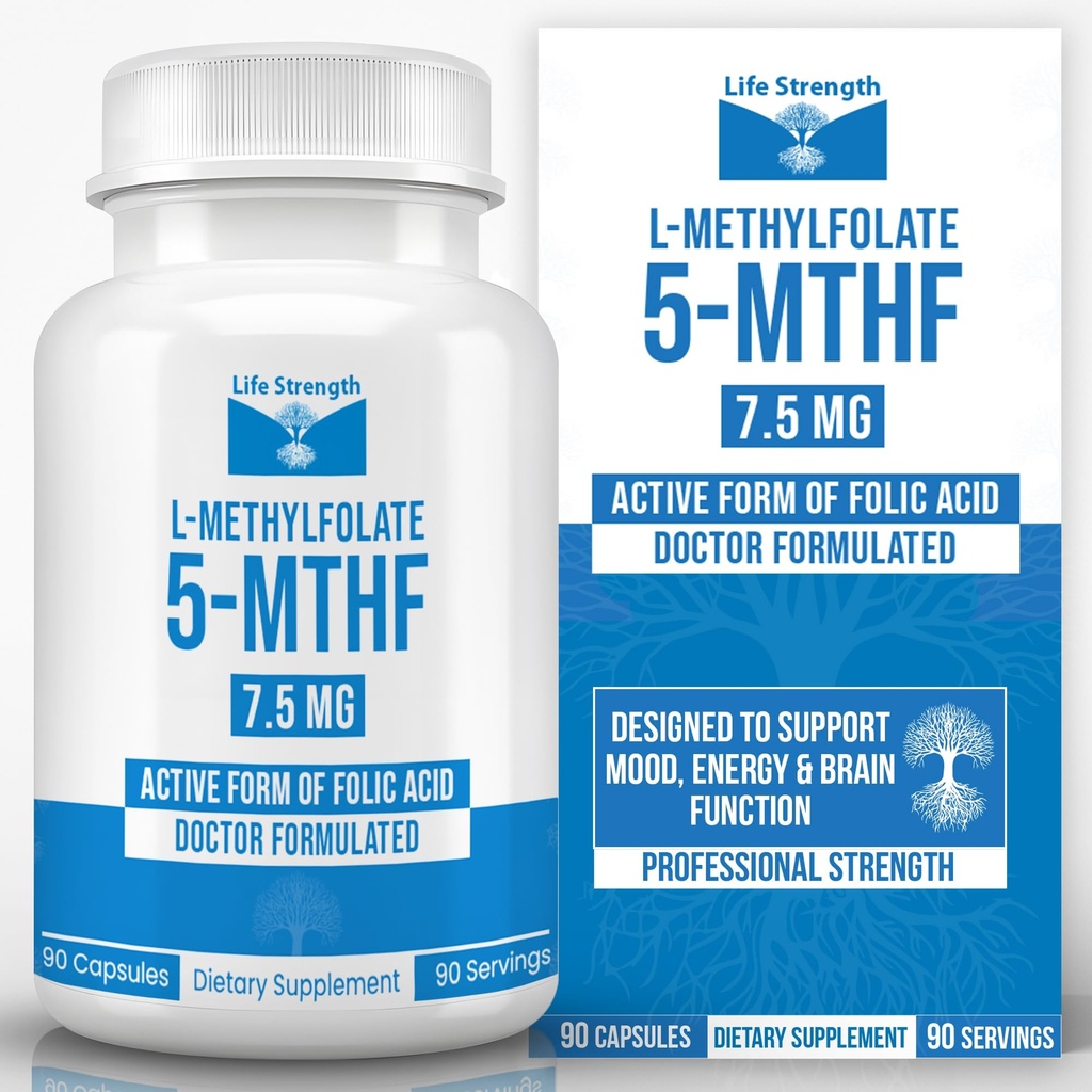 L-Methylfolate 7.5 MG, Optimized & Highly Bioactive Methyl Folate, 5-MTHF תוספת עבור Mood ו Immune תמיכה, תזונה טבעית עבור אנרגיה, non-GMO & Gluten-Free, 90 קפסולות