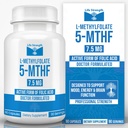 L-Methylfolate 7.5 MG, Optimized & Highly Bioactive Methyl Folate, 5-MTHF תוספת עבור Mood ו Immune תמיכה, תזונה טבעית עבור אנרגיה, non-GMO & Gluten-Free, 90 קפסולות