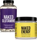 NAKED Vegan Energyzing שריר התאוששות Bundle Unflavored אנרגיה ו 240 קפסולות L-Glutamine, 1000 מ"ג