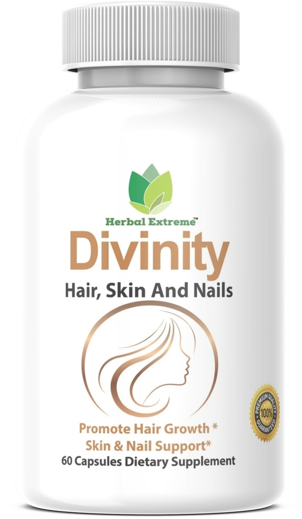 שיער Divinity שיער, עור וציפורים 60 קפסולות 5000 mcg Biotin P-amino Benzoic Acid, תמצית פיספ, Fo-Ti, Bamboo תמצית, Sting Nettle, סיני Peony, Spirulina, Saw דקלטו דקלטו דקלטו, תמצית פירוט