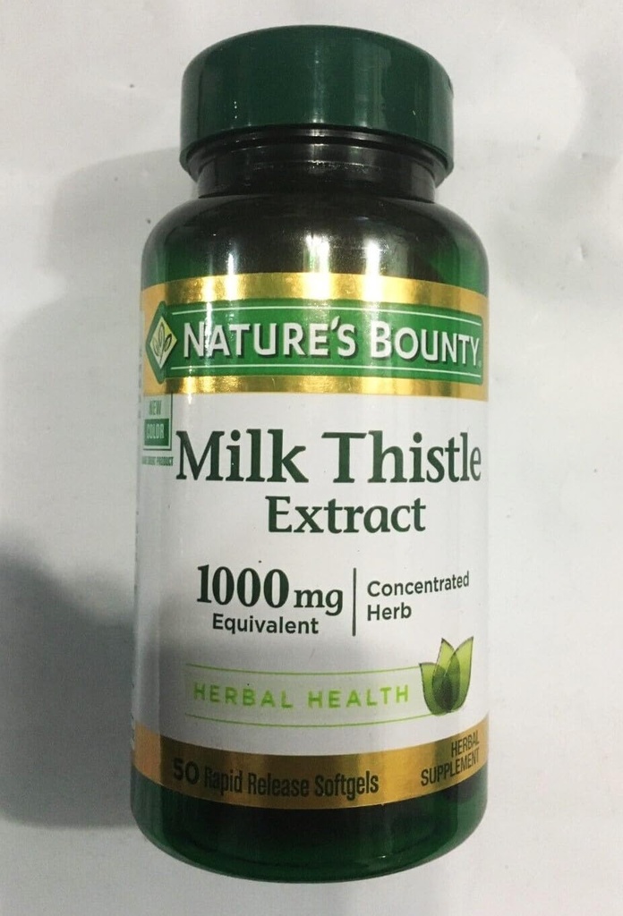 חלב Bounty של Nature Ittle 1000mg, Herbal Health Supplement, Daily Supplement, Gluten Free, Rapid Release Softgels, 50 Cttt