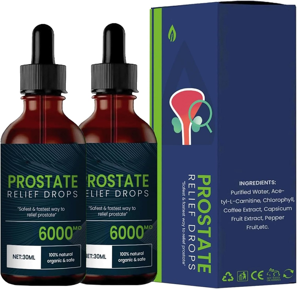 Prostate Treatment Drops - Prostate Relief Drops, Prostate Natural Herbal Drops, DHT Blocker Urinary Health & Prostate תמיכה תוסף עבור Mens Health (2pcs)