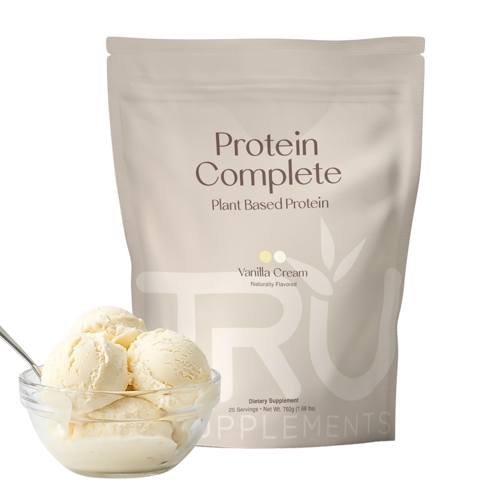 אבקת חלבון מבוססת צמחים, BCAA, EAA, 20g טבעוני Brown Rice & Pea חלבון, 100 קלוריות, 27 ויטמינים, אין פלאובים מלאכותיים 25 משרתים (Vanilla)