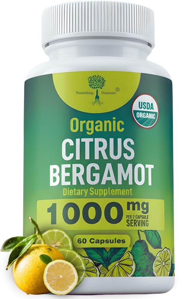 תוספי Citrus Bergamot אורגני - רק USDA, Cardiologist פורמולה עם 200 + מחקרים מדעיים -1000 מ"ג - פלט פטנט, לב, כולסטרול, & Lipid - איטלקי ברגמוט גבוה פוליפנולים 60caps
