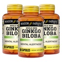 MASON NATURAL גינקו בילובה, 3 חודשים אספקה, עוזר לשפר את התרעות נפשית ותמיכה בתפקוד המוח האופטימלי, 60 קפסולות (3 Pack)