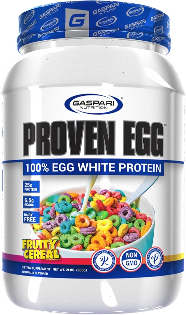 Gaspari תזונה פרובנס ביצה, פירותי Cereal, 100% ביצה לבן חלבון, 25g חלבון, Keto Friendly, חלב ו Lactose חינם, Soy Free (2 lbs, פריי Cereal)