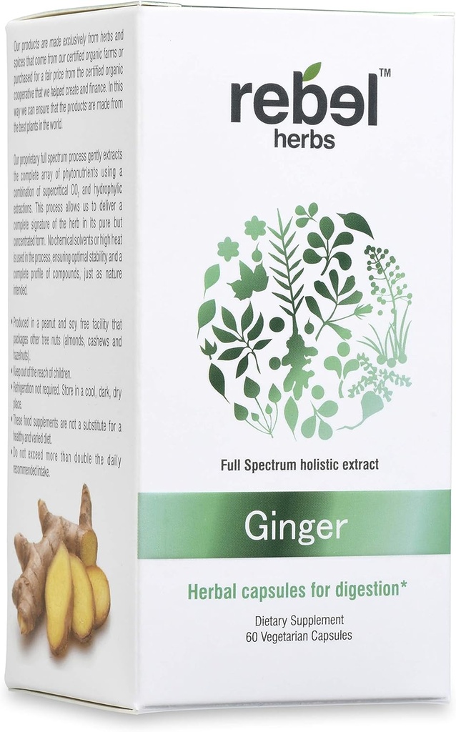 Rebel Herbs ג'ינג'ר קפסולות כפולות עוצמה, non-GMO, Gluten Free, ג'ינג'ר Root (Rhizome)
