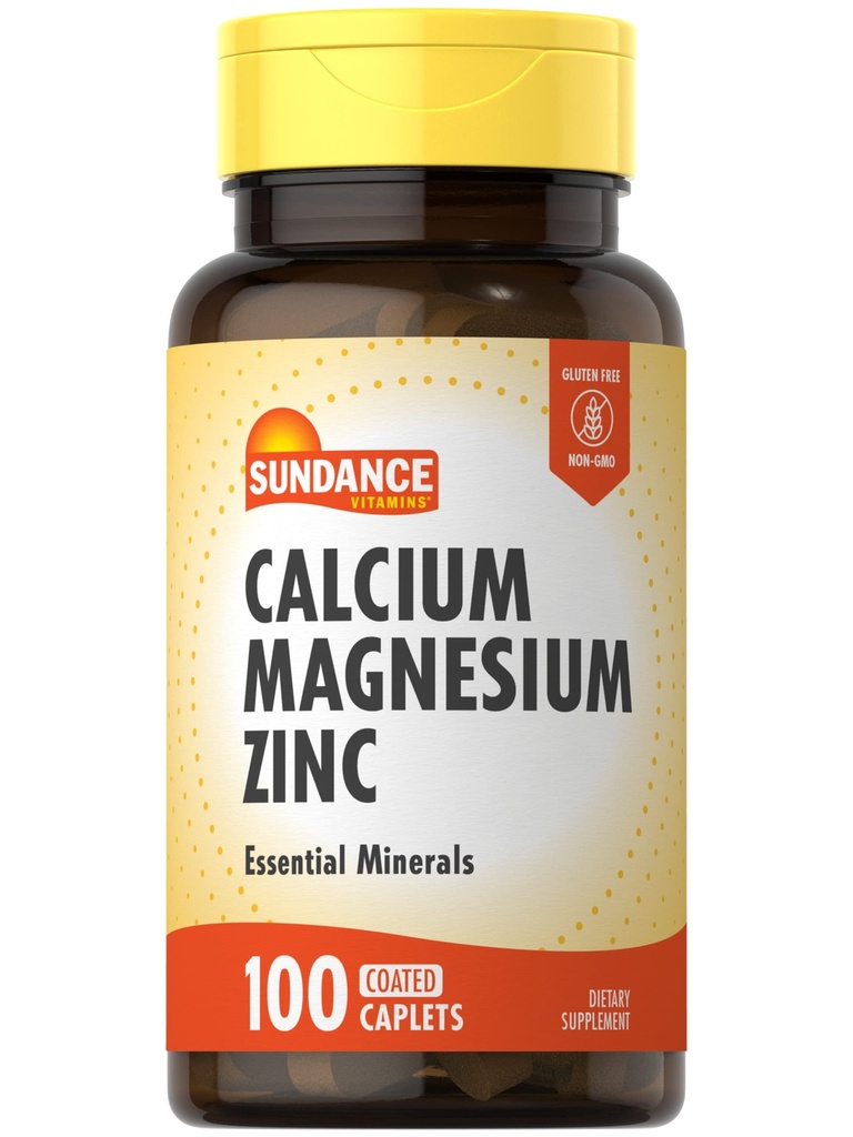 Sundance Calcium Magnesium Zinc | 100 Caplets | Essential מינרלים תוסף | Vegetarian, non-GMO ו- Gluten Free Formula