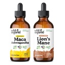 Wild & Organic Maca Ashwagandha Tincture 4 fl oz & Lion's Mane Tincture 4