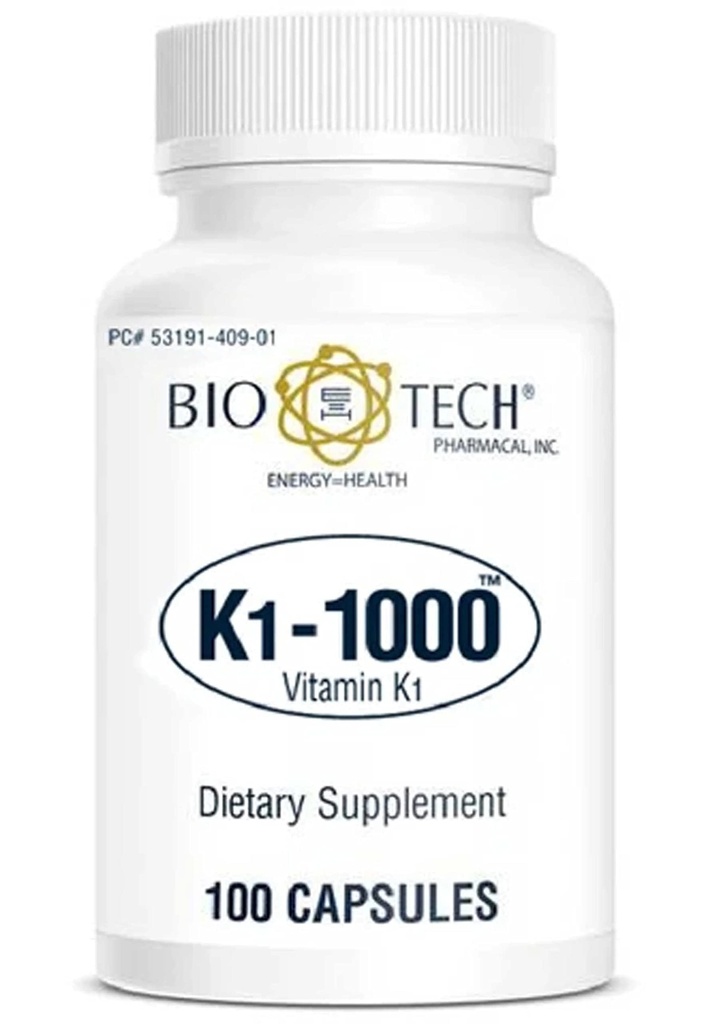 K1-1000 (Vitamin K1) 100 קפסולות - 3 Pack - Bio-Tech Pharmacal Pharmacal