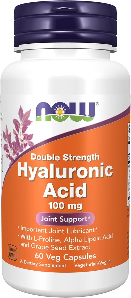 3 בקבוקי מזון עכשיו, HYALURONIC Acid 100MG 2X Plus 60 CAPS
