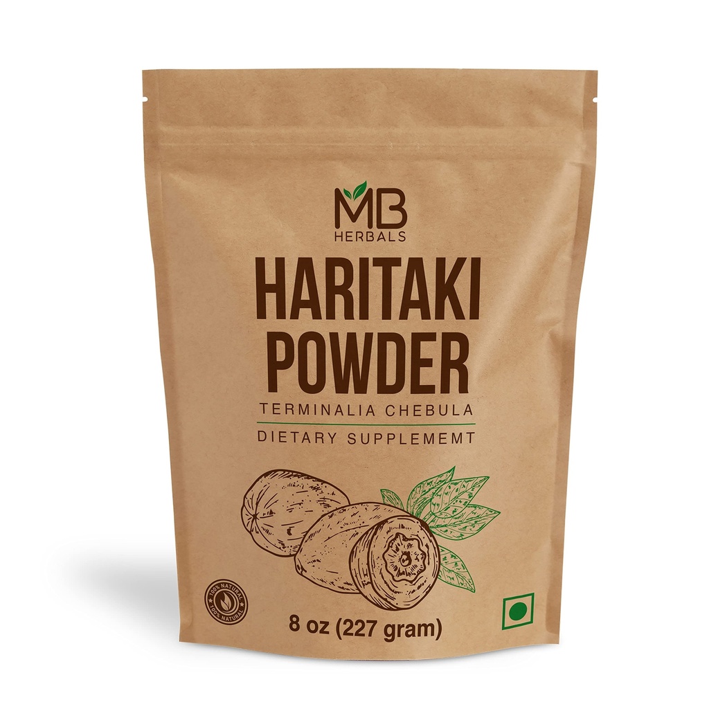 MB Herbals Haritaki אבקת 8 oz / 227 גרמה / 0.5 lb | אבקת Inknut | טרמינלia chebula Harde Chebulic Myrobalan