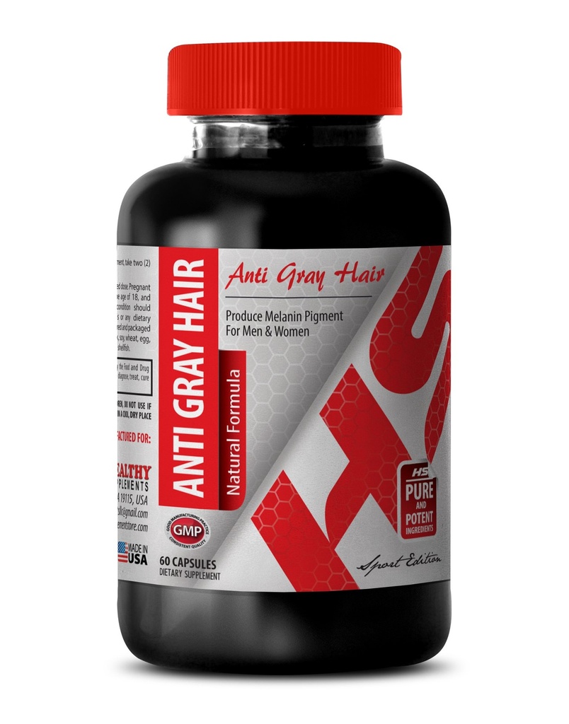 תוסף Folic Acid - Anti Gray Hair Natural Formula - תמיכה במערכת העצבים (1 בקבוקי 60 קפסולות)