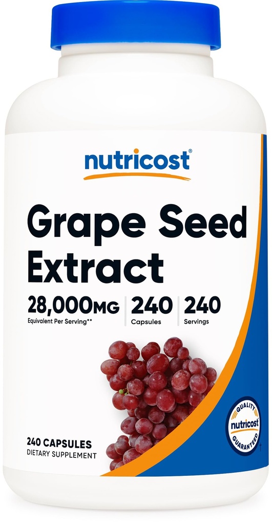 Grape Accost Seed לחלץ 28,000 מ"ג, 240 קפסולה - non-GMO, Gluten Free, Vegetarian Friendly