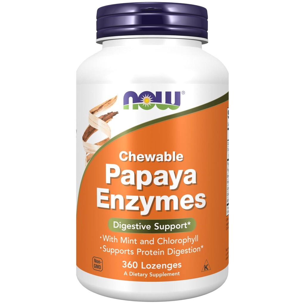Now Foods Supplements, Papaya Enzyme עם Mint ו Chlorophyll, תמיכה תזונתית *, 360 צ'צ'ה Lozenges