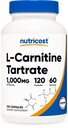 חומרים מזינים L-Carnitine Tartrate 1000 מ"ג, 120 קפסולות - 500 מ"ג פר קפסולה (60 משרתים)