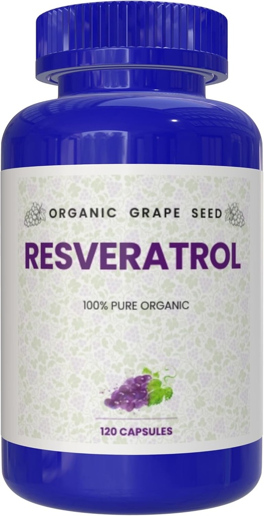100% אורגני טהור Beneficial Resveratrol, 120 קפסולות, Antioxidants & Trans-Resveratrol, מקדם תמיכה אנטי דלקתית, תמיכה Cardiovascular, Immune Boost, בהירות נפשית