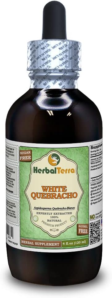 White Quebracho (Aspidosperma Quebracho-Blanco) Glycerite, Dried Bark אבקת פוליזל ללא אלכוהול (Brand Name: HerbalTerra, Proly Made in USA) 4.oz (120 מ"ל)