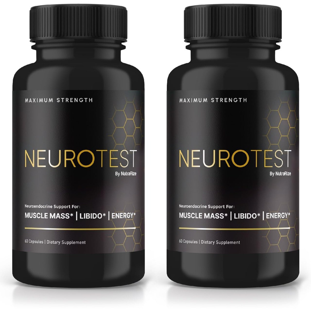 (2 Pack) neuroTest כמוסות - תוספי תזונה עצביים עבור גברים, NeuroTest Daily פורמולה עבור בריאות כללית וביצועי שיא, גלולות פורמולה מתקדמות, ביקורות במבחן המוח (120 קפסולות)