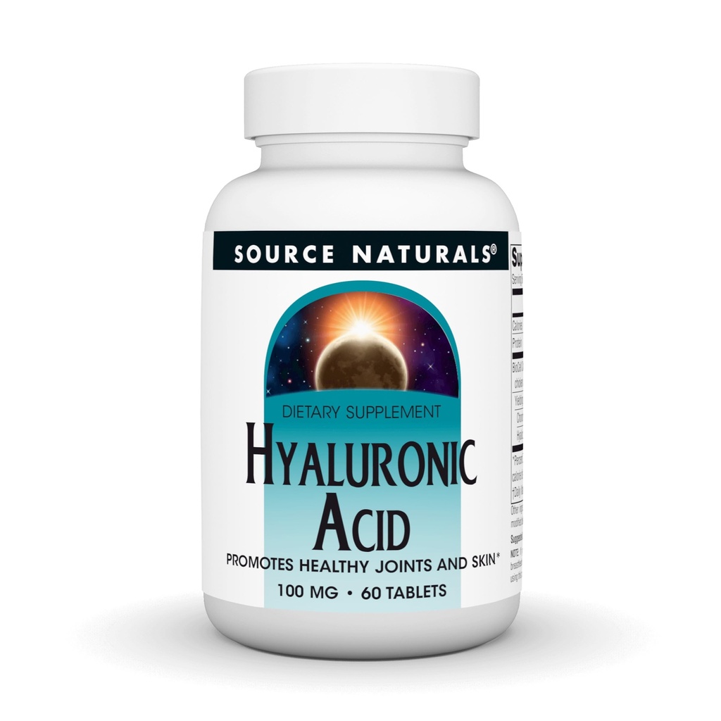 מקור Naturals Hyaluronic Acid, מקדם מפרקים בריאים ועור*, 100 מ"ג - 60 טבליות