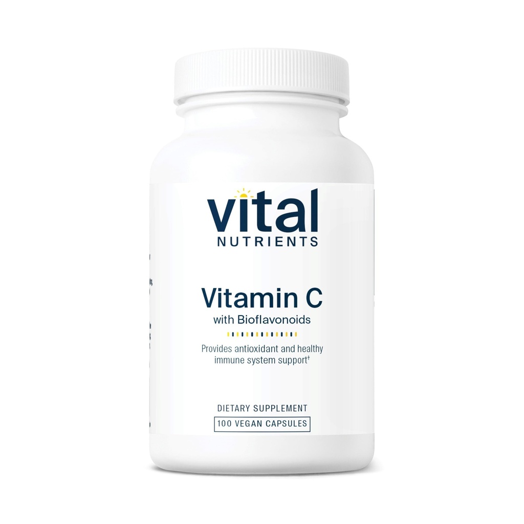 ויטמין C עם Bioflavonoids | תוספת טבעונית לתמיכה בחיסון* | 1000 מ"ג ויטמין C ו 500 מ"ג Citrus Bioflavonoid | Gluten, Milk and Soy Free | Non-GMO | 100 כמוסות